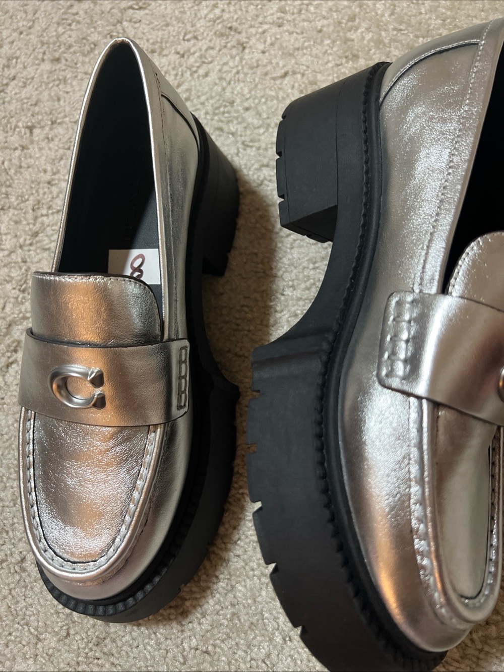 Coach Metallic Silver Women Shoes/loafers/size 8/new - Picture 4 of 11